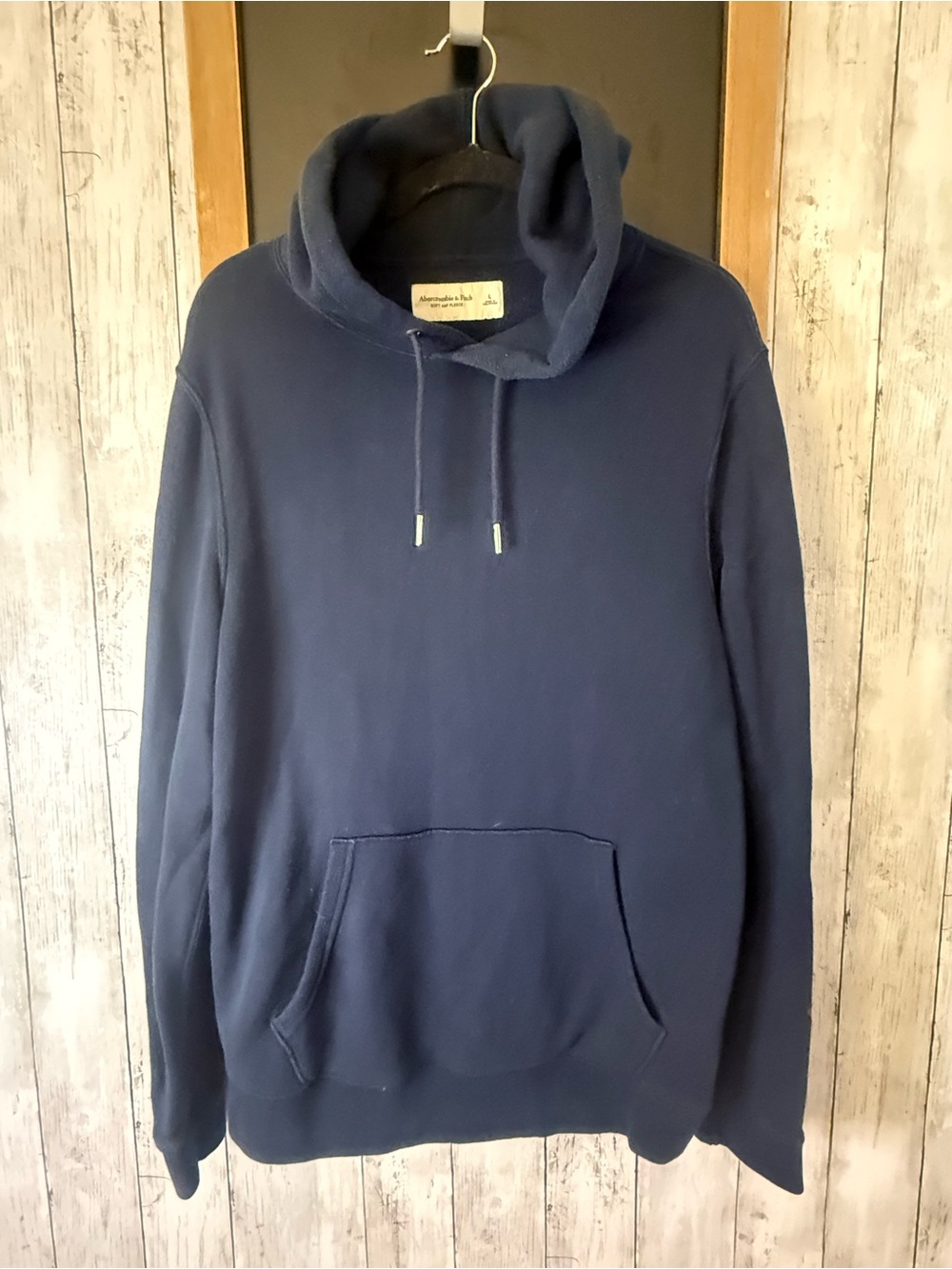Abercrombie & Fitch Mens Blue Red Graphic Logo Soft AF Fleece Hoodie Large